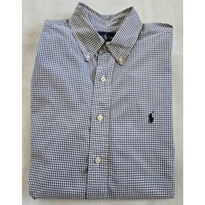 Ralph Lauren Black & White Check Long Sleeve Mens Shirt Classic Fit 16" (Large)